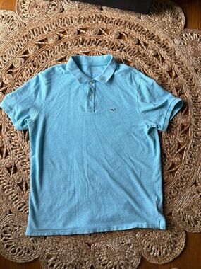 Vineyard Vines Light Blue Short-Sleeve Polo with Whale Logo